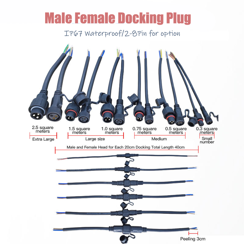 Extension Cord Outdoor - Male Female Extension Wire Connector IP68
