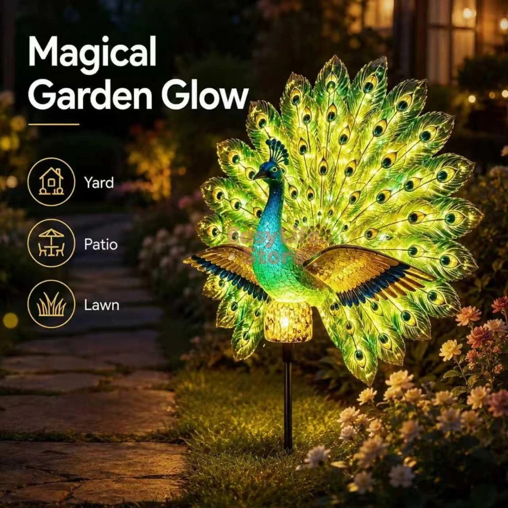 Solar Peacock Garden Sculpture - Outdoor Power Outlet Solar ulasan dan harga