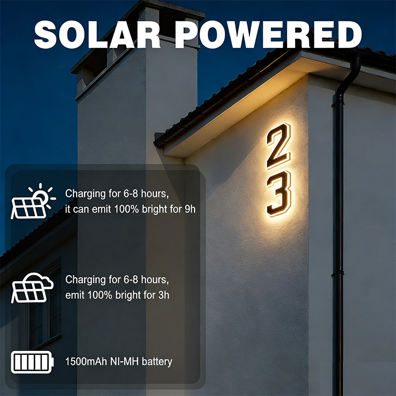 Solar Powered House Number Sig - Outdoor Power Number ulasan dan harga