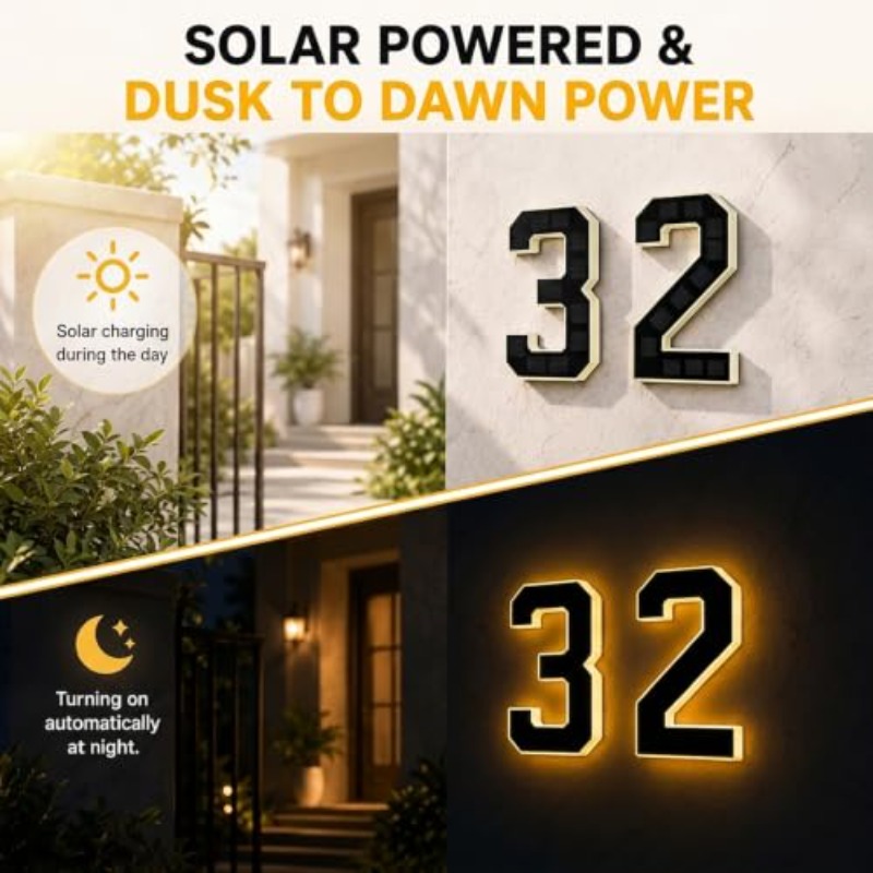 Solar Powered LED House Number - Outdoor Power Number ulasan dan harga