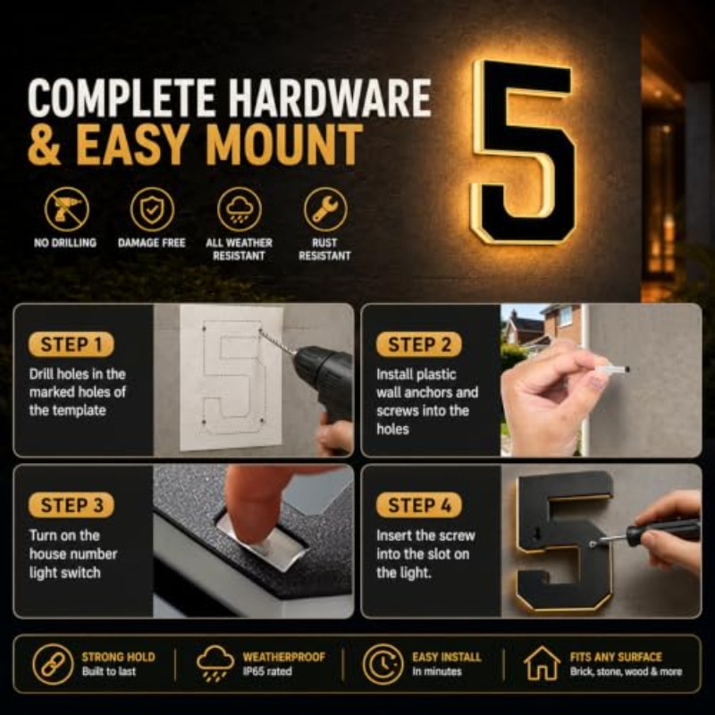 Solar Powered LED House Number - Outdoor Power Number ulasan dan harga