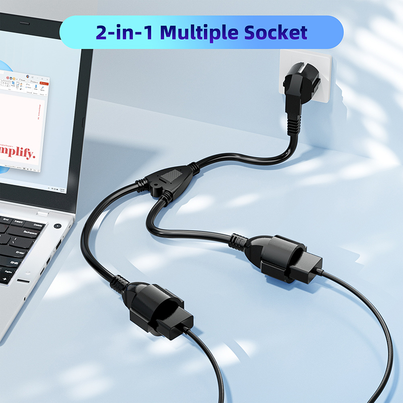 EU Power Splitter Cord 1X2 Eur - Extension Cord Outdoor ulasan dan harga